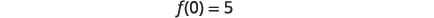 The image displays the mathematical expression f(0) = 5 in black text against a plain white background, indicating that the function f evaluates to 5 when its input is 0.
