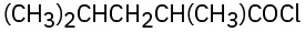 The structure of 2,4-dimethylpentanoyl chloride shows a five-carbon chain, C 1 of which is a carbonyl group to which a chlorine atom is attached. Methyl groups are attached to C 2 and C 4.