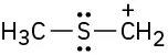 A central sulfur atom with two lone pairs is bonded to a methyl group and a methylene group with a positive charge on it.