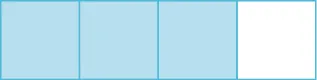 A rectangle is shown, divided vertically into four equal pieces. Three of the pieces are shaded.