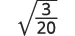 The image displays a mathematical expression: the square root of the fraction 3/20.