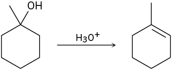 1-methylcyclohexanol reacts with hydronium to form 1-methylcyclohexene.