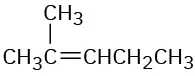The condensed structural formula has a 5-carbon chain. C2 is double bonded to C3 and single bonded to a methyl group.
