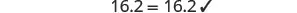 The mathematical expression '16.2 = 16.2√' is shown on a white background, appearing as an incomplete or incorrect equation due to the trailing square root symbol.