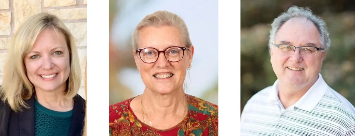 Headshots of three people.