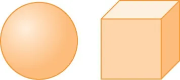 A sphere and a cube are illustrated. They appear to be equal in size