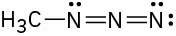 A methyl group is single bonded to a chain of three nitrogen atoms, connected by double bonds.