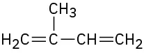 A condensed structural formula has a 4-carbon chain with double bonds between C1-C2 and C3-C4. C2 is also bonded to a methyl group.