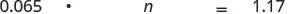 A mathematical equation on a white background reads '0.065   n = 1.17', showing a multiplication problem with a variable 'n' and a decimal result.