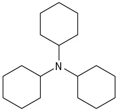 A central nitrogen bonded to three cyclohexane rings.