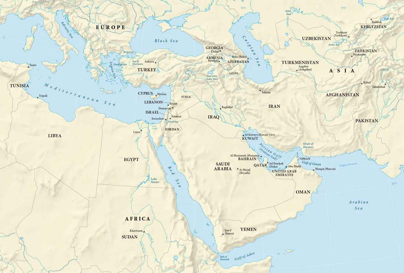 Map of the Middle East.