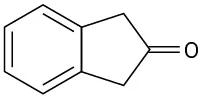 The structure of 1-indanone shows a benzene ring fused to C 3 and C 4 of a cyclopentanone ring.
