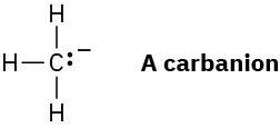 A chemical structure of a carbanion featuring a carbon atom with a negative charge and a lone pair bonded to three hydrogen atoms.