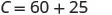 A mathematical equation shows 'C = 60 + 25' displayed on a white background.