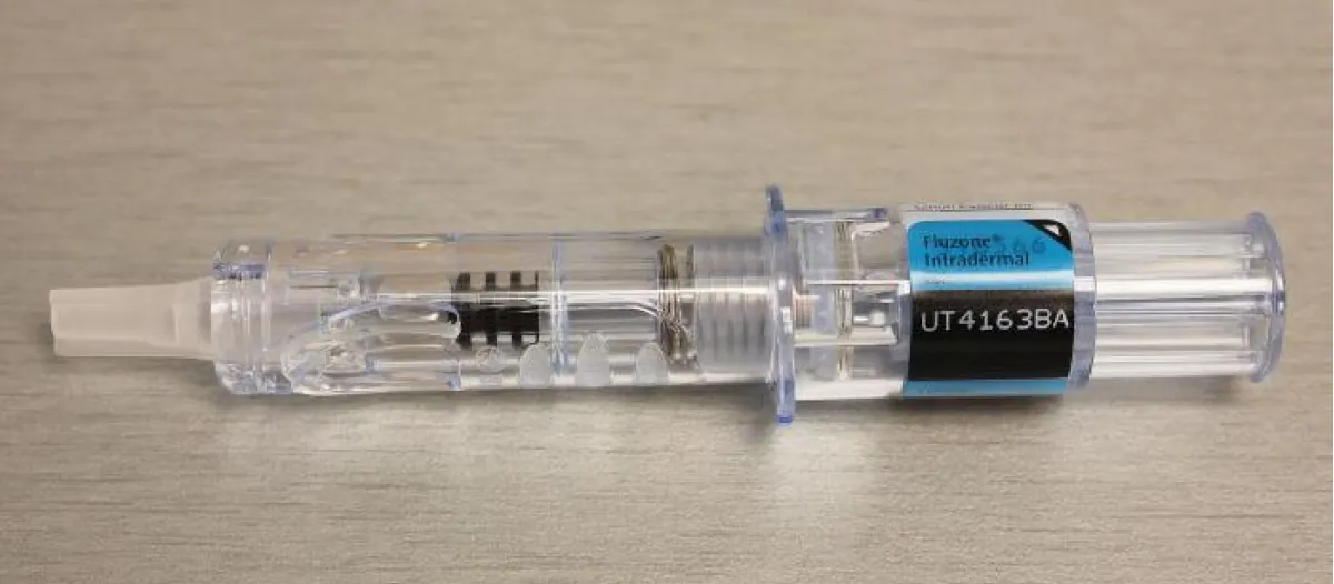 A photograph shows a prefilled syringe.