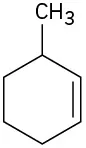 A six-membered ring with one double bond. There is a methyl group one carbon from the double bond.
