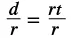 Illustrating the division step to solve for 't' in the equation d = rt, resulting in t = d/r.