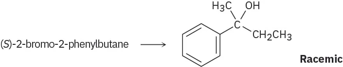 An S N 1 reaction of (S)-bromide with water results in a racemic product.