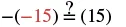 A mathematical equation shows -(-15) ?= (15), asking if the negative of negative 15 is equal to 15, with the -15 in red text.