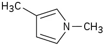 A five-membered ring, one member of which is nitrogen. There are double bonds at C 2 and C 4, methyl at C 3, and nitrogen has an additional methyl substituent.