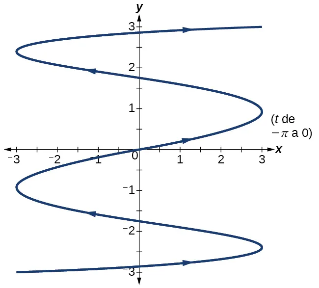 Gráfico de las ecuaciones dadas: trayectoria periódica vertical