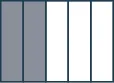 A rectangle is divided into 5 sections, of which 2 are shaded.