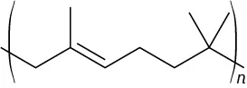 An eight-membered carbon with methyl and alkene on C 3 and two methyl groups on C 7 position. The compound is inside parentheses with a subscript n.