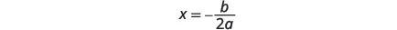 The mathematical formula for finding the x-coordinate of the vertex of a parabola, x = -b / 2a, is displayed on a white background.