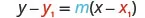 The image displays the point-slope form of a linear equation, y - y1 = m(x - x1), commonly used in algebra and geometry to represent a line given a point (x1, y1) and a slope 'm'.