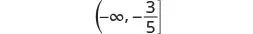 A mathematical interval notation is displayed, showing an open parenthesis followed by negative infinity, a comma, then negative three-fifths, and finally a closed square bracket. It represents the interval from negative infinity to -3/5, inclusive of -3/5.