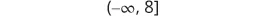 A mathematical interval notation is displayed on a white background, showing the set of numbers from negative infinity up to and including eight, written as '(-∞, 8]'.