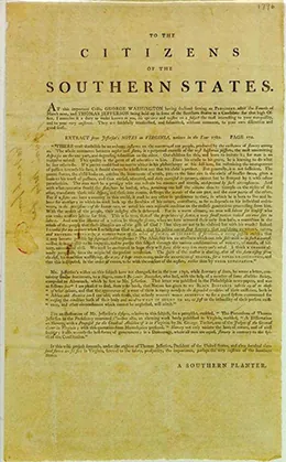 The first page of a broadside, headed “To the Citizens of the Southern States,” is shown.