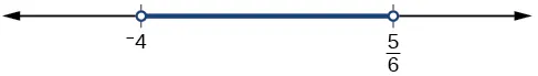 A number line with the points -4 and 5/6 labeled.  Dots appear at these points and a line connects these two dots.
