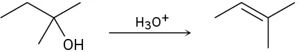 2-methylbutan-2-ol reacts with hydronium to form 2-methylbut-2-ene.