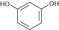 The structure has a benzene ring. C 1 and C 3 are each bonded to a hydroxyl group.