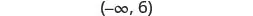 A mathematical interval notation is displayed, showing '(-∞, 6)' on a white background, representing all real numbers less than 6, excluding 6 itself.