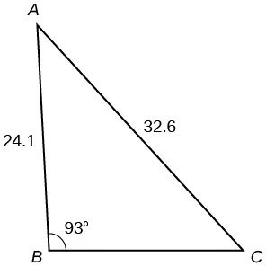 A triangle. One angle is 93 degrees with opposite side = 32.6. Another side is 24.1.