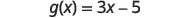 The mathematical function g(x) = 3x - 5 is displayed.