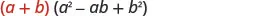 The image shows the algebraic expression (a + b)(a^2 - ab + b^2), which is a factored form of the sum of two cubes, a^3 + b^3. The first term (a+b) is highlighted in red.