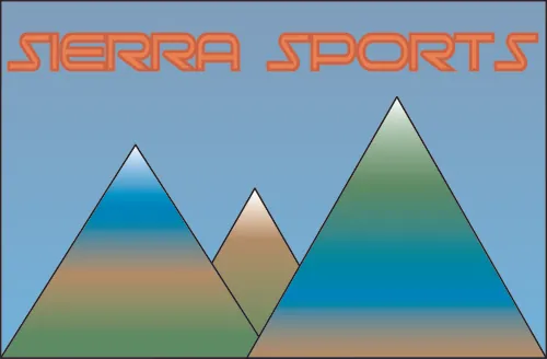 Image shows the Sierra Sports logo. The logo has three mountain tops, colored in white, blue, green, and orange shades.