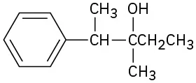 Structure of 3-methyl-2-phenylpentan-3-ol.