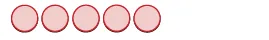Five identical light red circles with a darker red outline, arranged horizontally on a plain white background.