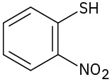 A benzene ring with an S H substituent and, on an adjacent carbon, a nitro group.