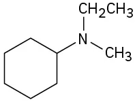 A central nitrogen bonded to methyl, ethyl, and cyclohexyl groups.