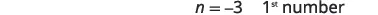 The image shows the text 'n = -3 1st number' in black on a white background. The text is centrally aligned and occupies the upper right portion of the image.