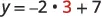 The equation y = -2 '.' 3 + 7 is shown, with the number 3 highlighted in red.