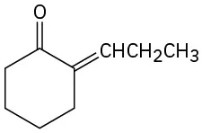 The structure shows a cyclohexanone ring with a C H C H 2 C H 3 side chain double-bonded on the second carbon.