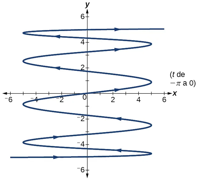 Gráfico de las ecuaciones dadas: trayectoria periódica vertical