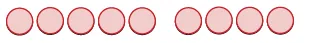Eight light red circles with darker red borders, arranged in two groups of five and three, separated by a gap.