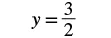 The equation y = 3/2 is displayed in black text on a white background.